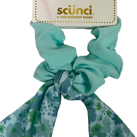 Scunci Blue Paisley Scarf Scrunchie Womens Hair Accessory Boho Ponytail Tie - Picture 3 of 6